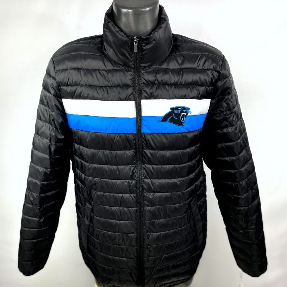 CAROLINA PANTHERS NFL Puffer Pak Nylon Jacket BLACK S M L XL 2X